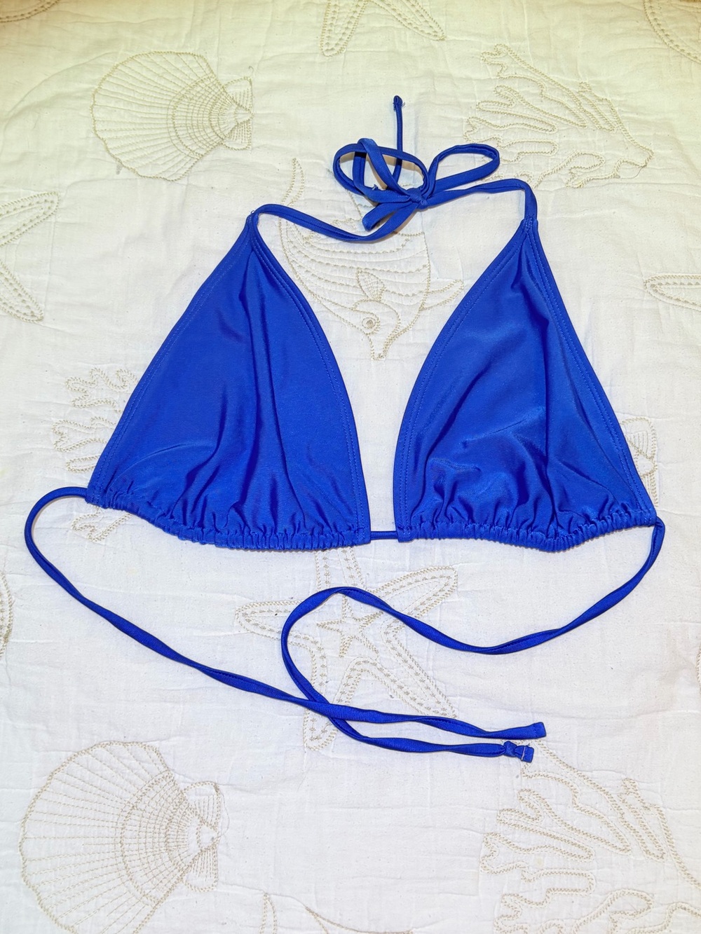 Classic Sexy Unlined Slide Triangle String Bikini Top - Cobalt Blue. L/XL